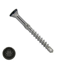 Holzbauschrauben CSK mit Bohrspitze 4,0x60/40mm Edelstahl C1 Schwarz RAL9005 Fräskopf TORX-15 200 Stück