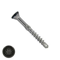 Holzbauschrauben CSK mit Bohrspitze 4,0x40/24mm Edelstahl C1 Schwarz RAL9005 Fräskopf TORX-15 200 Stück