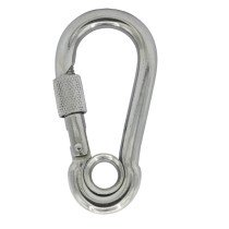 Karabinerhaken mit Sicherheitsmutter und Kausche 8x80mm Edelstahl A4 ART8232 1 Stück