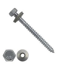 Montageschrauben Edelstahl A2 6,5x64mm mit Dichtungsring 16mm 100 stück