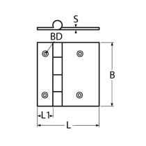 Scharnier gegossen 52x61mm Edelstahl A4 1 Stück