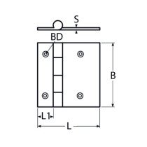 Scharnier gegossen 52x61mm Edelstahl A4 1 Stück