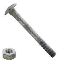 Schlossschrauben  M10 x 260mm feuerverzinkt Din603 Muttern 25 Stück