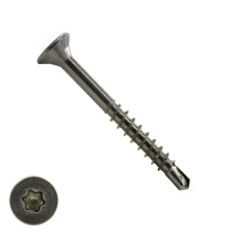 Spanplattenschrauben mit Bohrspitze 4,5x50/30mm Edelstahl A2 Senkkopf TORX 200 Stück