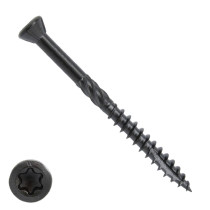 Woodies Holzbauschrauben Kopflackiert Blackline Edelstahl C1 / 410 Schwarz TORX-25 5x80 Fräskopf 200 Stück 