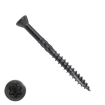 Woodies Holzbauschrauben Kopflackiert Blackline Edelstahl C1 / 410 Schwarz TORX-10 3,5x50 Fräskopf 200 Stück 