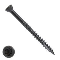 Woodies Holzbauschrauben Kopflackiert Blackline Edelstahl C1 / 410 Schwarz TORX-25 5x70 Fräskopf 200 Stück 